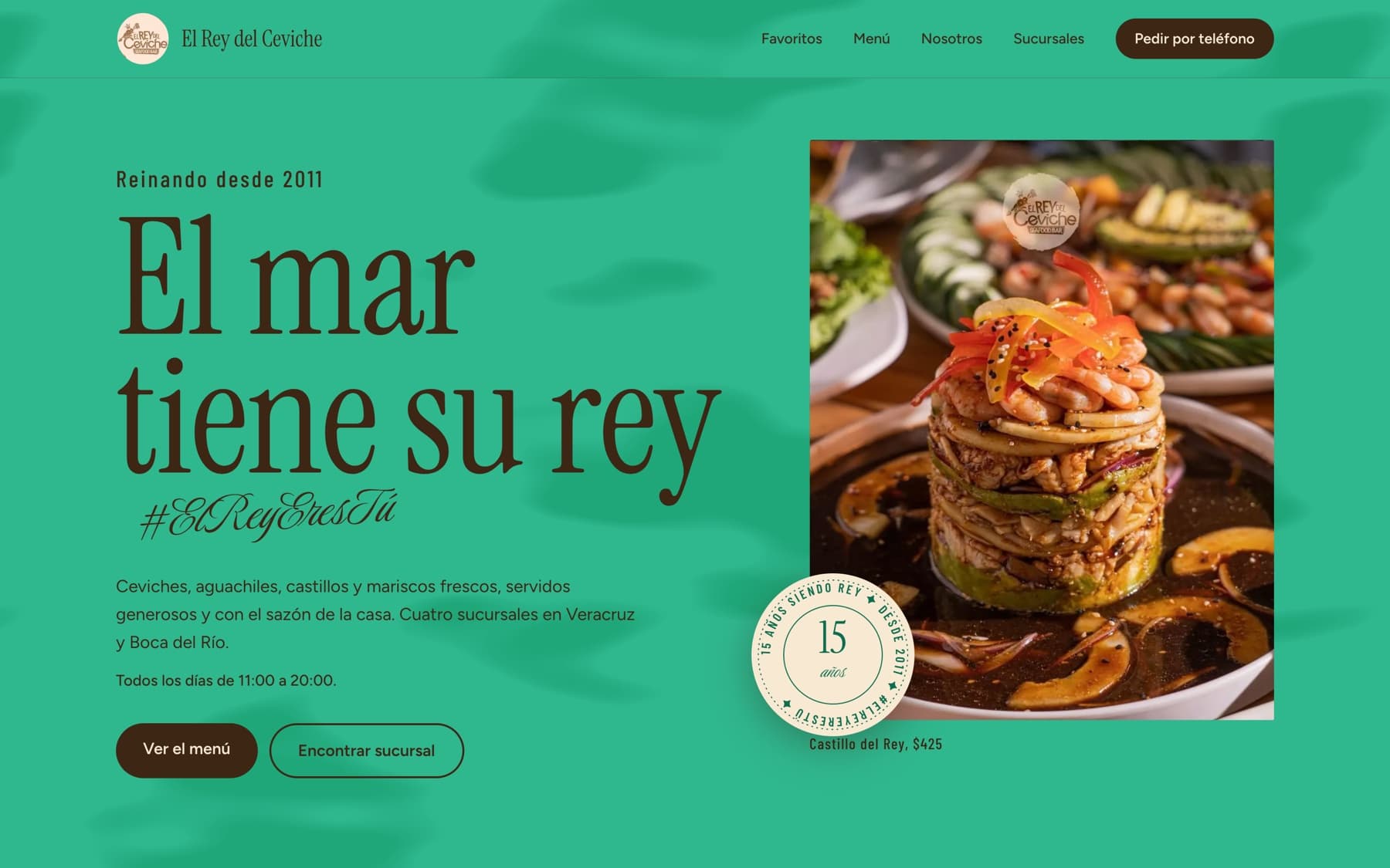 Portada del sitio de El Rey del Ceviche